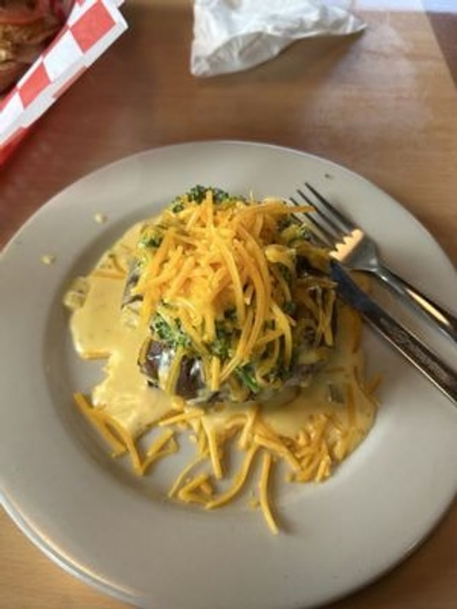 Loaded baked potato with broccoli and cheese